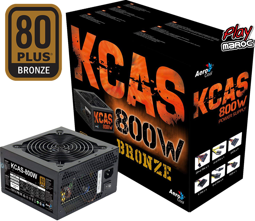 Alimentation PC Gamer - AEROCOOL KCAS-800W 80+ Bronze - Achat jeux