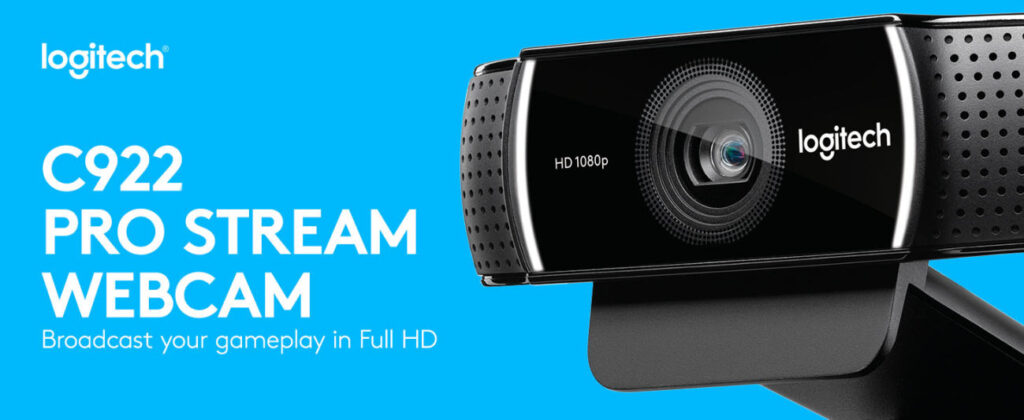 Logitech C922 Pro Stream Webcam, Streaming Ultrarapide HD 1080p/30ips/HD 720p/60ims, Audio Stéréo, Correction HD, Mise au Point Automatique, YouTube,