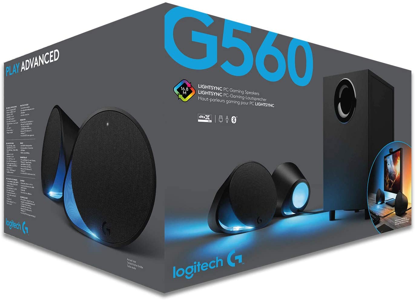 Logitech G560 Haut-parleurs Gaming PC - Surround DTSX Ultra , Eclairage RGB  Synchronisé - Achat jeux video Maroc 
