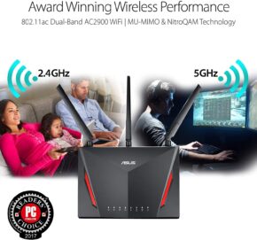 Routeur gaming Gigabit double bande Wi-Fi-AC2900 avec MU-MIMO, AiMesh pour un réseau Wi-Fi maillé, AiProtection par TrendMicro pour sécuriser votre réseau, l’accélérateur de jeux WTFast et Adaptive QoS