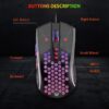 Meetion GM015 – Lightweight Honeycomb RGB Gaming Mouse (6400 DPI) – For PC & Laptop – Black