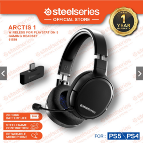 SteelSeries Arctis 1 Wireless – Wireless Gaming Headset – USB-C – Detachable Clearcast Microphone – for PC, PS5, PS4, Nintendo Switch, Android, Black
