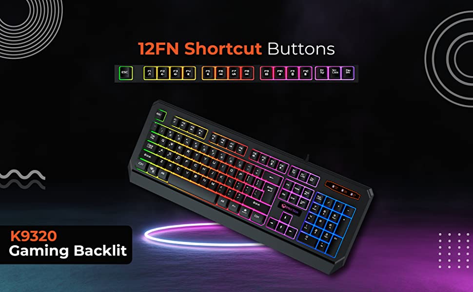 MEETION MT-K9320 Wired Gaming Keyboard, Water-Resistant Design, 19 Anti-Ghosting Keys, Rainbow Backlit, 12 Shortcut Buttons For Multimedia & Internet, Works With Windows XP/Vista/7/8/10/11