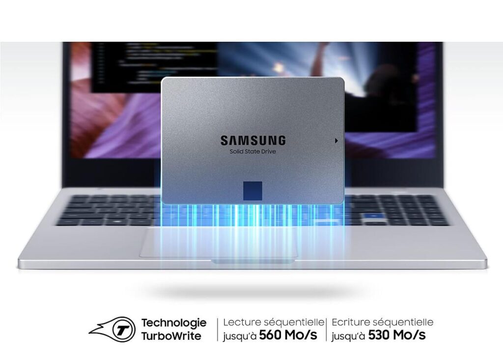 Samsung 870 QVO MZ-77Q1T0BW | Disque SSD Interne 1 To, SATA III, 2,5'' - Technologie QLC seconde génération