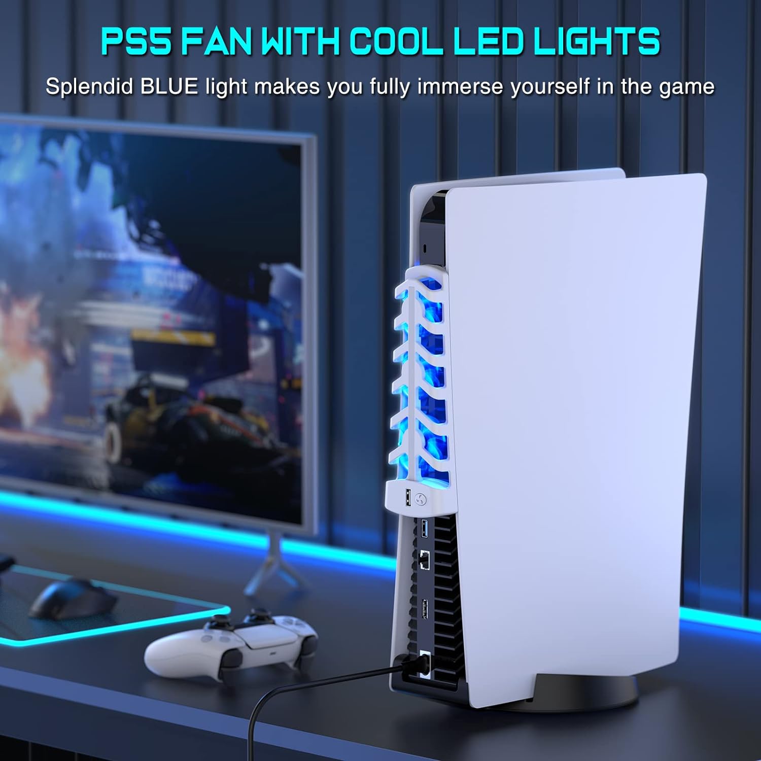 Ventilateur refroidisseur PS5 avec lumière LED - Achat jeux video Maroc 