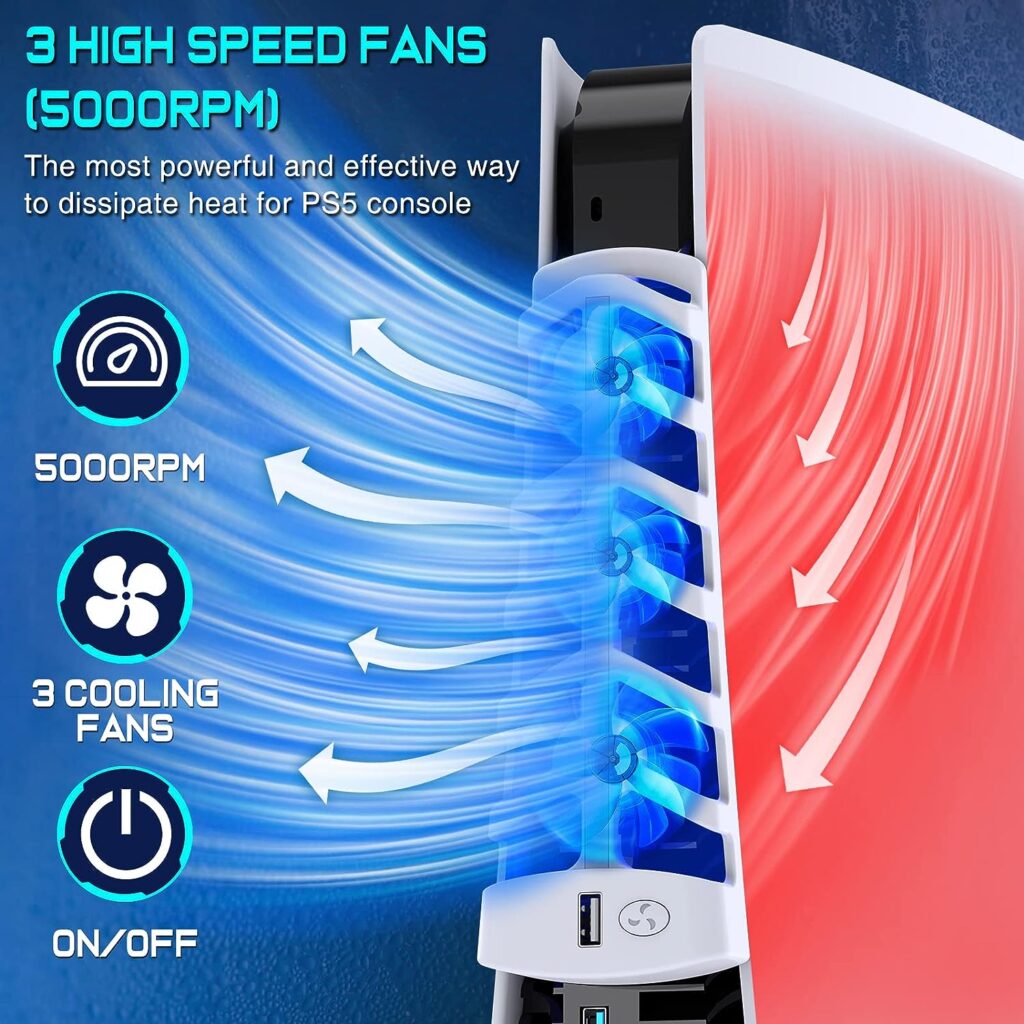 Ventilateur refroidisseur PS5 avec lumière LED