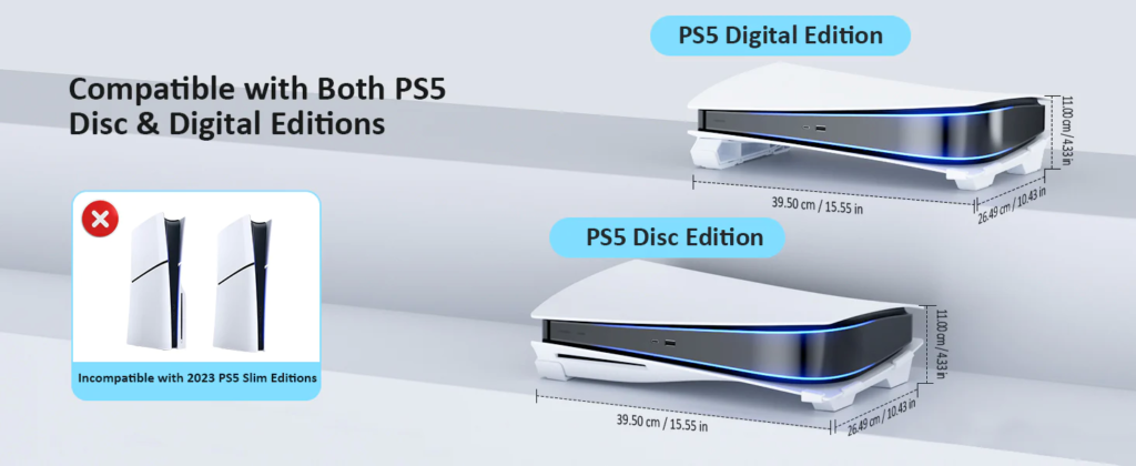 NexiGo Accessoires PS5 Support horizontal [Design minimaliste] Support de base PS5 Compatible avec Playstation 5 Disc et éditions numériques Blanc