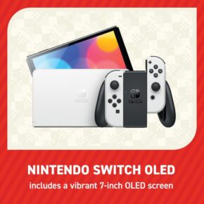 Console Nintendo Switch OLED Blanche + Super Mario Bros Wonder (Pré-installé) + Abonnement Nintendo Online 12 Mois