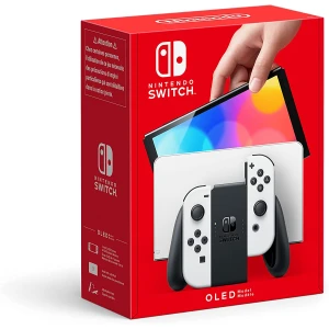 NINTENDO SWITCH (modèle OLED) avec station d'accueil et manettes Joy-con Blanches