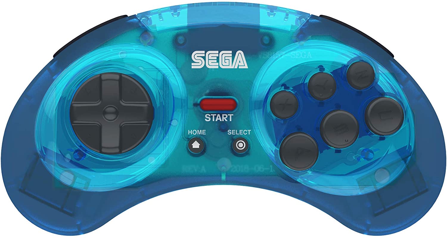 Manette Rétro USB SEGA Mega Drive - Bleu Clair | Pour PC, Mac, Steam | Rétrogaming