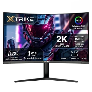Moniteur XTRIKE M-UltraC270 27″ 2K 180Hz Incurvé – Écran Gaming QHD