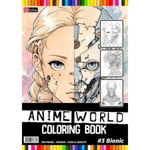 Anime World Coloring Book #3 Bionic – Livre de Coloriage Manga A4 à Spirale – 100 Pages